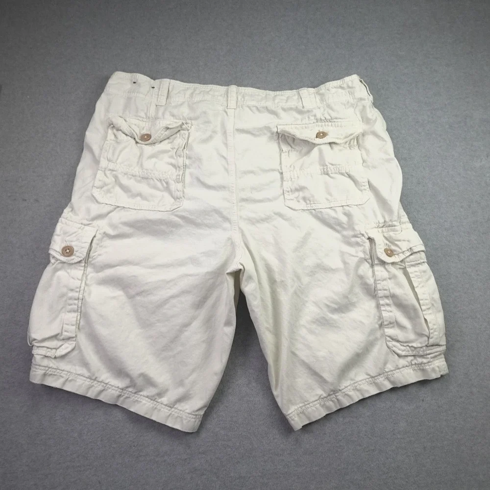 American Eagle Shorts Mens 42 Off-White Cargo Longer Length Cotton Utility